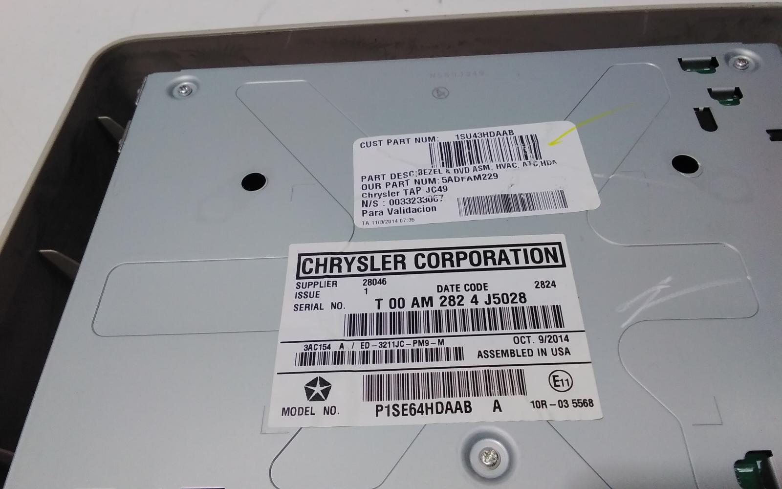 2015 Fiat Freemont Radio/Cd/Dvd/Sat/Tv View Auto part Radio/Cd/Dvd/Sat/Tv Fiat Freemont 2015